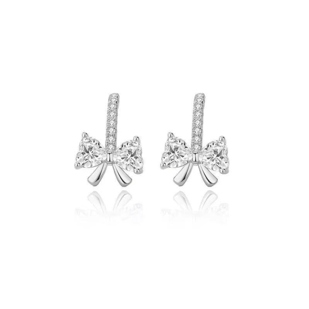 Elegant 925 Pure Silver Bow Earrings